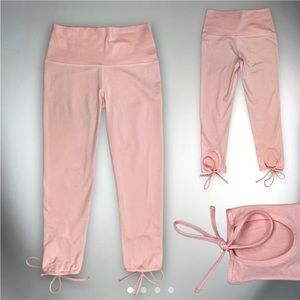 Baby pink ballet core leggings with bow tie detail